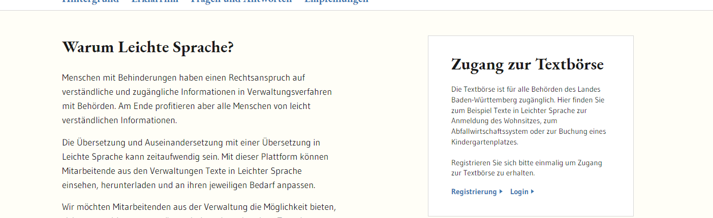 Bild vom Zugang zur Textb&ouml;rse